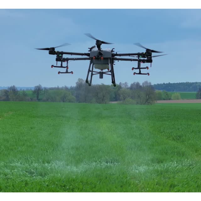 Drone pulverizando a lavoura